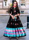 Black Colour Arya 3Dr Gown 2 Fancy Designer Festive Wear Japan Sating Digital Printed Stylish Gown Collection Arya 08